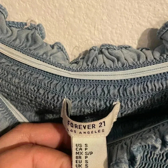 Forever 21 Blue Offshoulder Dress size Small - Picture 6 of 6